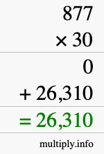 How to calculate 877 times 30 using long multiplication