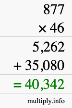 How to calculate 877 times 46 using long multiplication