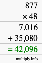How to calculate 877 times 48 using long multiplication
