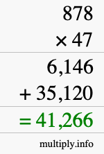 How to calculate 878 times 47 using long multiplication