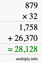 How to calculate 879 times 32 using long multiplication How to calculate 879 times 32 using long multiplication