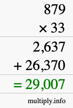 How to calculate 879 times 33 using long multiplication