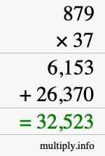 How to calculate 879 times 37 using long multiplication