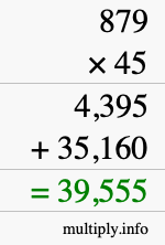 How to calculate 879 times 45 using long multiplication How to calculate 879 times 45 using long multiplication