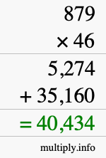 How to calculate 879 times 46 using long multiplication