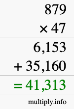 How to calculate 879 times 47 using long multiplication