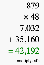 How to calculate 879 times 48 using long multiplication