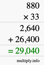 How to calculate 880 times 33 using long multiplication How to calculate 880 times 33 using long multiplication