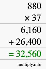 How to calculate 880 times 37 using long multiplication