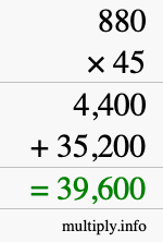 How to calculate 880 times 45 using long multiplication How to calculate 880 times 45 using long multiplication