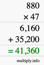 How to calculate 880 times 47 using long multiplication