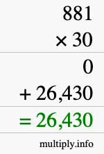 How to calculate 881 times 30 using long multiplication