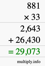 How to calculate 881 times 33 using long multiplication