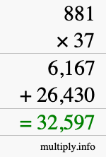 How to calculate 881 times 37 using long multiplication