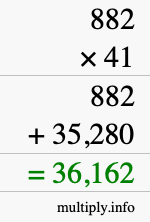 How to calculate 882 times 41 using long multiplication How to calculate 882 times 41 using long multiplication