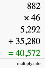 How to calculate 882 times 46 using long multiplication How to calculate 882 times 46 using long multiplication