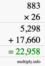 How to calculate 883 times 26 using long multiplication How to calculate 883 times 26 using long multiplication
