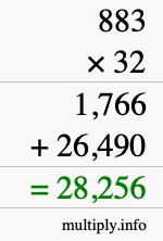 How to calculate 883 times 32 using long multiplication How to calculate 883 times 32 using long multiplication