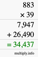 How to calculate 883 times 39 using long multiplication How to calculate 883 times 39 using long multiplication