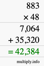 How to calculate 883 times 48 using long multiplication