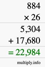 How to calculate 884 times 26 using long multiplication How to calculate 884 times 26 using long multiplication