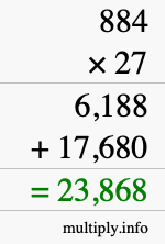 How to calculate 884 times 27 using long multiplication How to calculate 884 times 27 using long multiplication