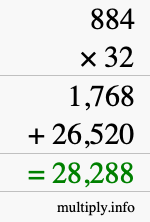 How to calculate 884 times 32 using long multiplication How to calculate 884 times 32 using long multiplication