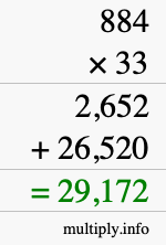 How to calculate 884 times 33 using long multiplication How to calculate 884 times 33 using long multiplication