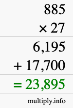 How to calculate 885 times 27 using long multiplication How to calculate 885 times 27 using long multiplication