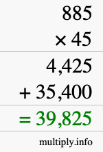 How to calculate 885 times 45 using long multiplication How to calculate 885 times 45 using long multiplication