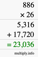 How to calculate 886 times 26 using long multiplication How to calculate 886 times 26 using long multiplication