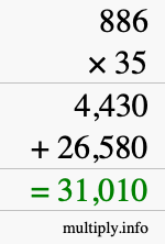 How to calculate 886 times 35 using long multiplication How to calculate 886 times 35 using long multiplication