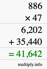 How to calculate 886 times 47 using long multiplication