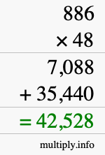 How to calculate 886 times 48 using long multiplication