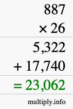 How to calculate 887 times 26 using long multiplication How to calculate 887 times 26 using long multiplication