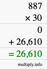 How to calculate 887 times 30 using long multiplication