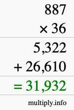 How to calculate 887 times 36 using long multiplication How to calculate 887 times 36 using long multiplication