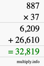 How to calculate 887 times 37 using long multiplication