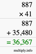 How to calculate 887 times 41 using long multiplication How to calculate 887 times 41 using long multiplication