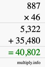 How to calculate 887 times 46 using long multiplication