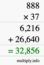 How to calculate 888 times 37 using long multiplication