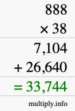 How to calculate 888 times 38 using long multiplication
