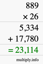 How to calculate 889 times 26 using long multiplication