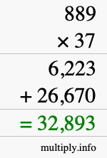 How to calculate 889 times 37 using long multiplication