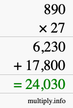 How to calculate 890 times 27 using long multiplication How to calculate 890 times 27 using long multiplication