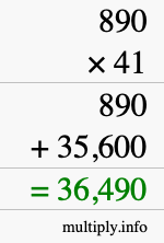 How to calculate 890 times 41 using long multiplication How to calculate 890 times 41 using long multiplication