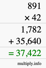 How to calculate 891 times 42 using long multiplication