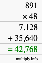 How to calculate 891 times 48 using long multiplication