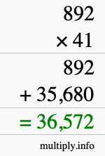 How to calculate 892 times 41 using long multiplication How to calculate 892 times 41 using long multiplication