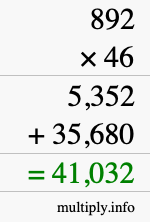 How to calculate 892 times 46 using long multiplication